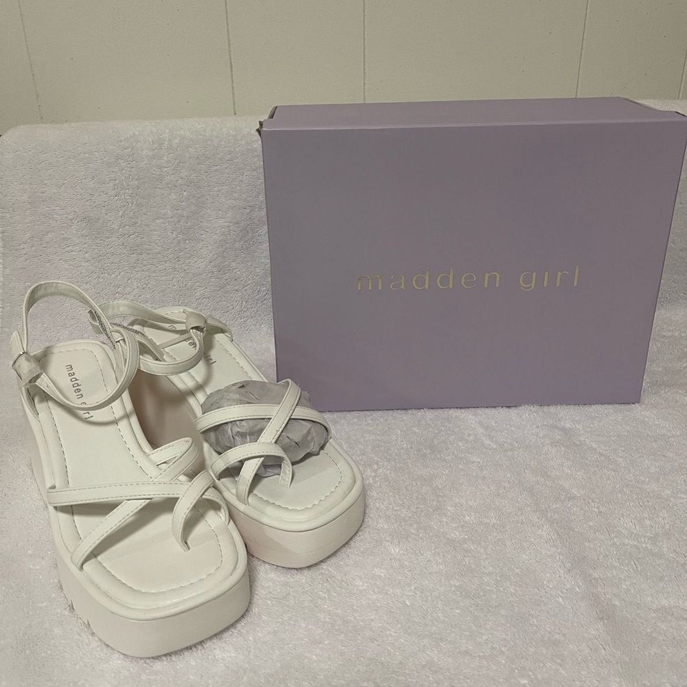 Madden Girl Cream Platform Sandals